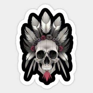 skull with feathers Sticker